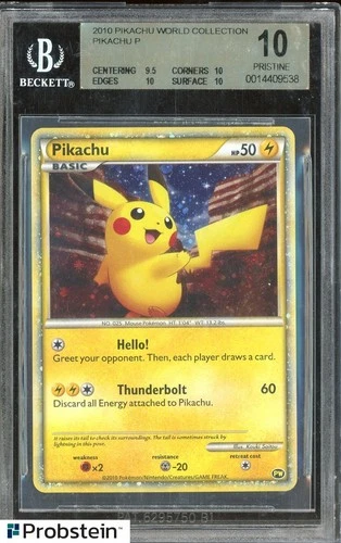 2010 Pokemon Pikachu World Collection Pikachu P BGS 10 PRISTINE