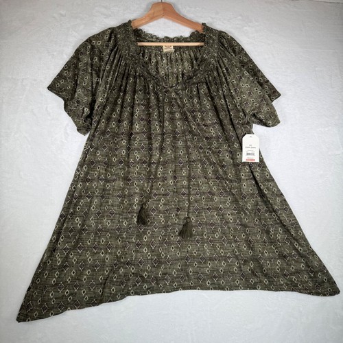 2 tops túnica Faded Glory para mujer talla grande 2X azul zafiro cuello calado - Imagen 5 de 13