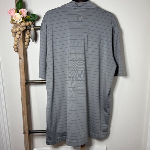 FootJoy Herren Golf Poloshirt grau gestreift Kurzarm Performance Größe XL - Bild 5 von 9