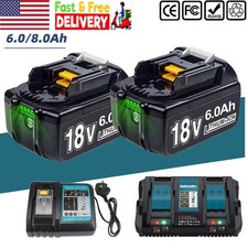 2PACK For Makita 18Volt 8.0Ah LXT Li-Ion Battery /Charger BL1860B BL1830 BL1850