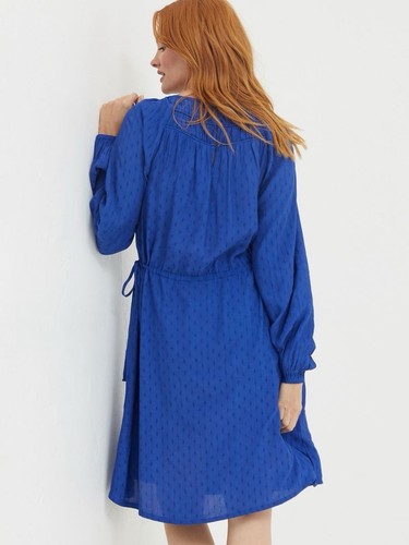 Fatface Taylor Knee Length Bright Royal Blue Viscose Dress 10 - Picture 2 of 12