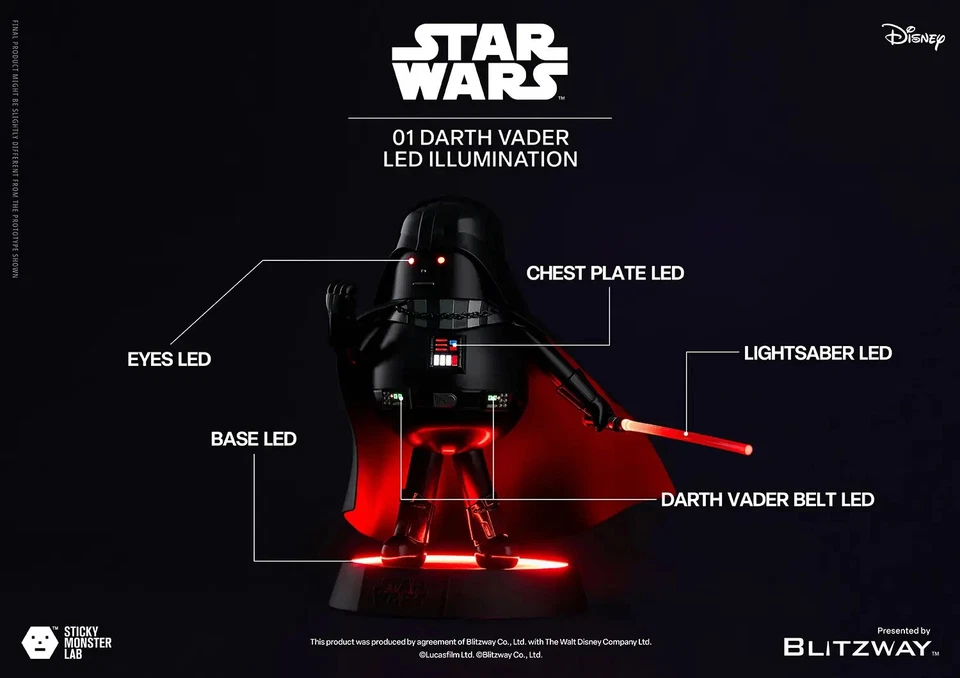 Star Wars Darth Vader LED Lightsaber Figure Sticky Monster Lab Blitzway Figure - Image 4 of 4
