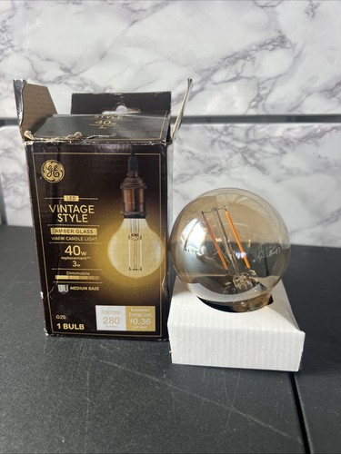 GE 40W Replacement 3W Vintage Style Amber G25 Globe LED Warm Candle Light - Picture 6 of 6