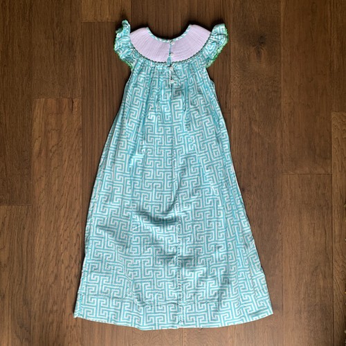 Babeeni Little Mermaid Dress Girls Size 10 Smocked Ariel Flounder Geometric - Picture 7 of 12