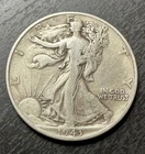 1943 Walking Liberty Half Dollar, 90% SILVER, Circulated Condition.