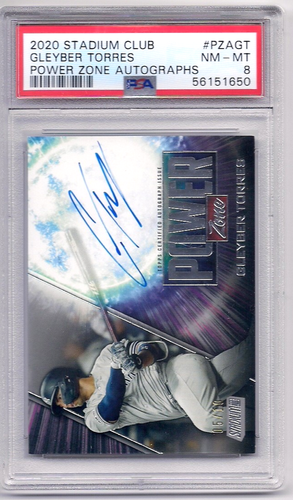2020 Topps Stadium Club Power Zone Auto Gleyber Torres #/10 PZAGT PSA 8 - Picture 3 of 3