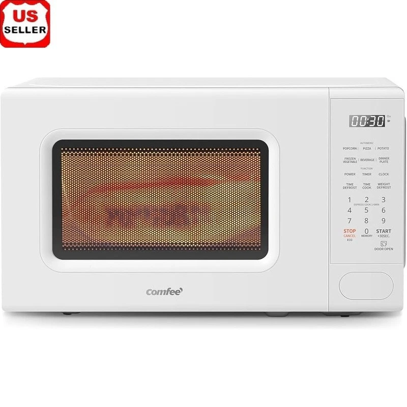 Compact Microwave Oven 700W Child Lock Timer Auto Cook Functions Turntable New