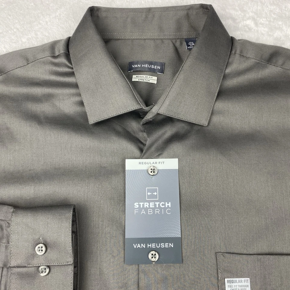 Camisa de vestir Van Heusen para hombre 17-17,5/34-35 Storm ajuste regular elástica ¡Nueva con etiquetas! Foto 2 de 4