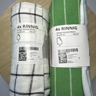 2 X IKEA-RINNIG Dish Hand Towels-18x24” Green/Blue & Black/White Cotton 8 Total