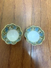 Open Salt Cellars floral gold trim footed Set Of 2