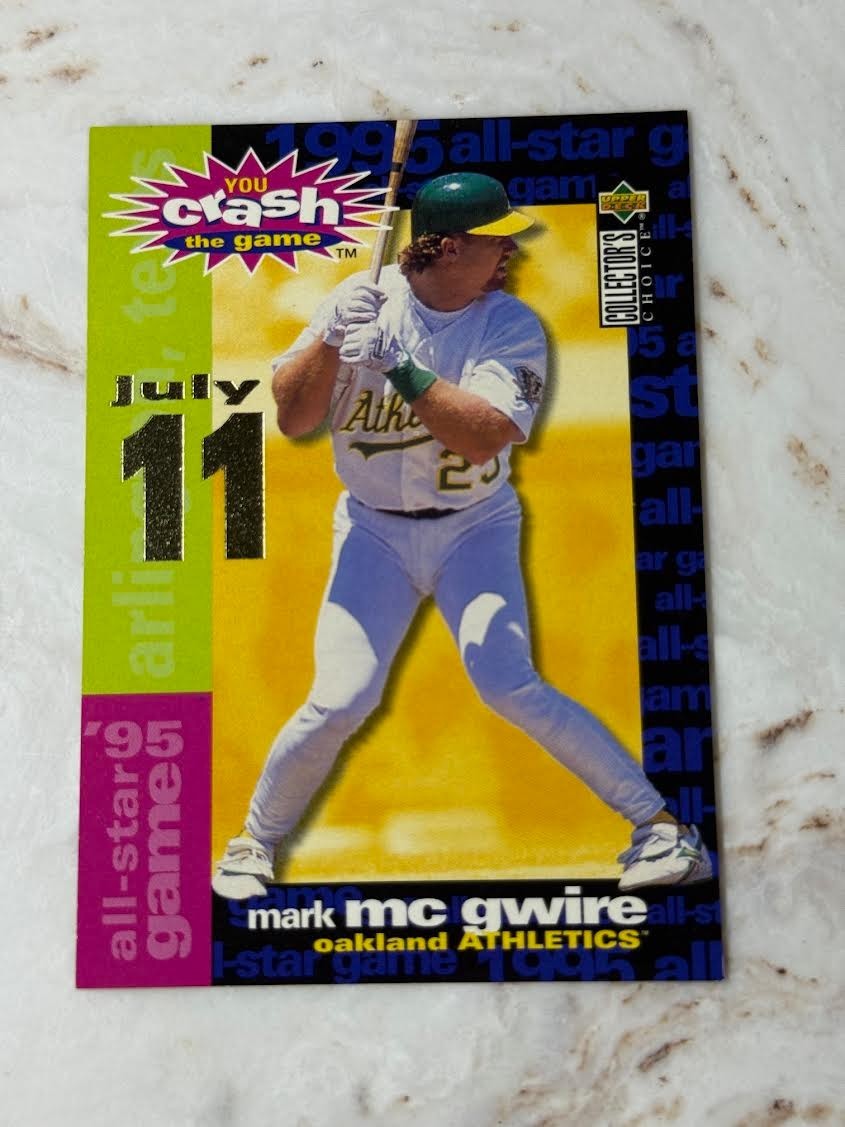 MARK MCGWIRE - 1995 COLLECTORS CHOICE BASEBALL GOLD ALL STAR CRASH THE GAME CARD
