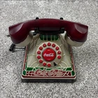Vintage Coca Cola Tiffany Style Stained Glass Look Telephone w/ Light - UNTESTED