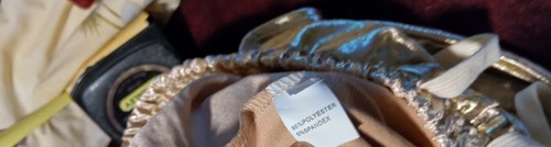 Gold Metallic Lamé Hose Pullover gerades Bein formell Urlaub Gr. Small - Bild 5 von 6