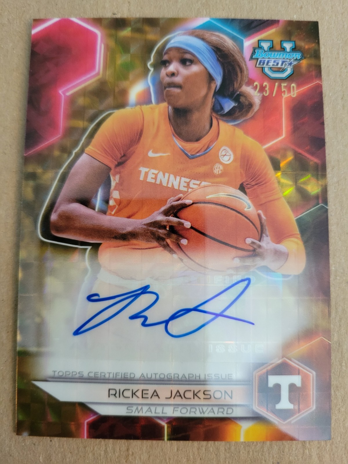 2023-24 Bowman U Best Gold Geometric Refractor 23/50 Rickea Jackson RC Auto