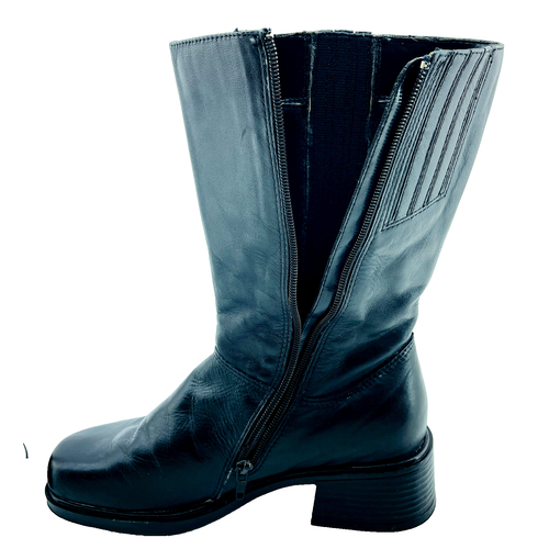 Earth Shoes Botas para Mujer Maddie Cuero Negro Media Pantorrilla Cremallera 2" Tacón Talla 8 - Imagen 11 de 15