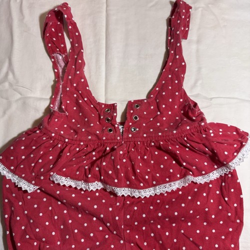 Vintage Baby Mädchen Little By Little Strampler rot & weiß Pokadot Größe 3T - Bild 2 von 7