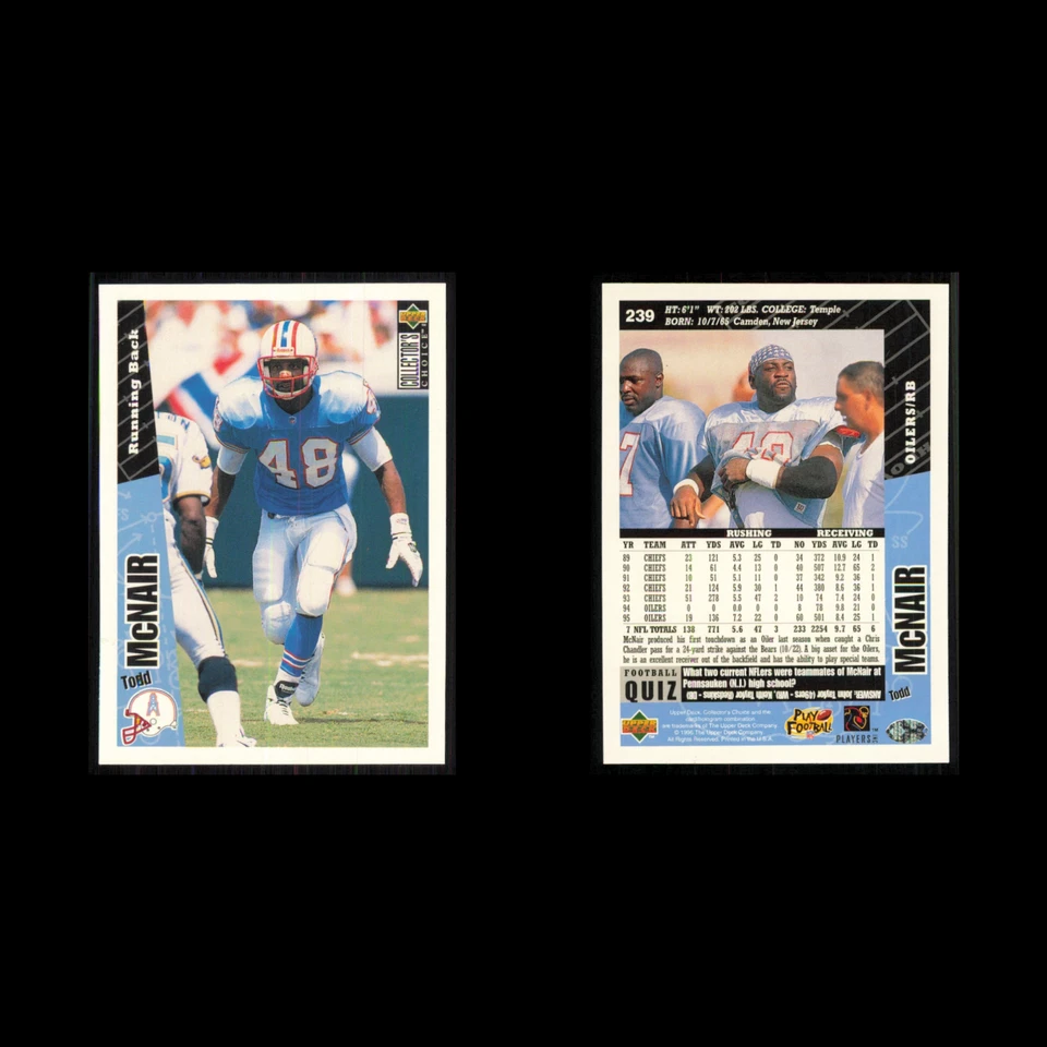 Todd McNair #239 1996 Collectors Choice Houston Oilers Football Card NFL NM - Image 3 of 3
