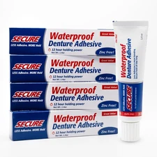 DENTURE ADHESIVE CREAM 1.4 Oz Secure Strong Bonding Waterproof PACK OF 4