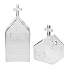  2PCS Glass Bud Vase: Christian Church House Shape Desk Flower Vases Decor -