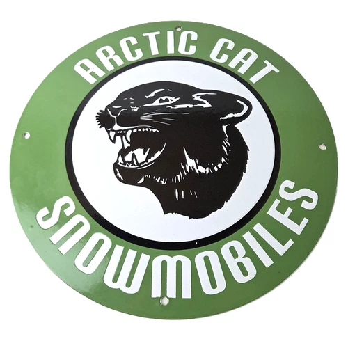 Vintage Arctic Cat Snowmobiles Sign - Sales Winter Sled Porcelain Gas Pump Sign