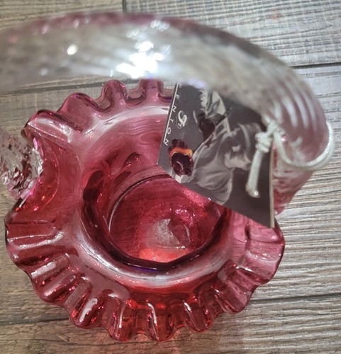 FENTON Limited Edition Cranberry Glass 6.5" Basket Signed Bill Fenton Numb. 252 - Picture 6 of 11