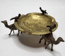 Camels and Birds Brass Cigar Cigarette Ashtray Collectible Table Decor