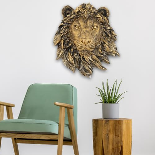 Resin Lion Head Ornament:Simulation Lion Head Bust Faux Animal Head Wall - Picture 7 of 7
