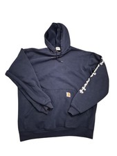 Carhartt Men's Medium Midweight Logo Sleeve Graphic Sweatshirt Navy Blue