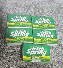 5 Vtg Irish Spring Original Deodorant Soap 4.5oz Bath Size Old Version Nos