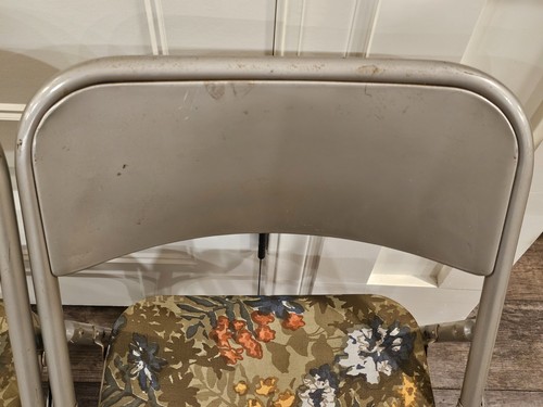 4er Set Samsonite gepolsterte Klappstühle grün geblümt 60er Jahre MCM antik - Bild 6 von 18