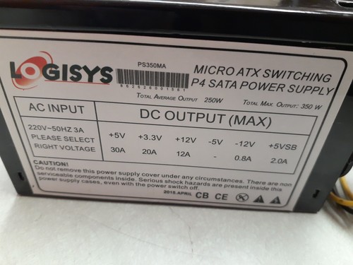 Logisys PS350MA 350W Micro ATX Power Supply - Picture 2 of 3