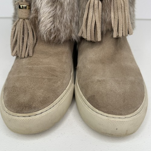 Tory Burch Angelica Kaninchenfell Damenstiefel Größe 8 M Leder beige Quasten - Bild 5 von 19