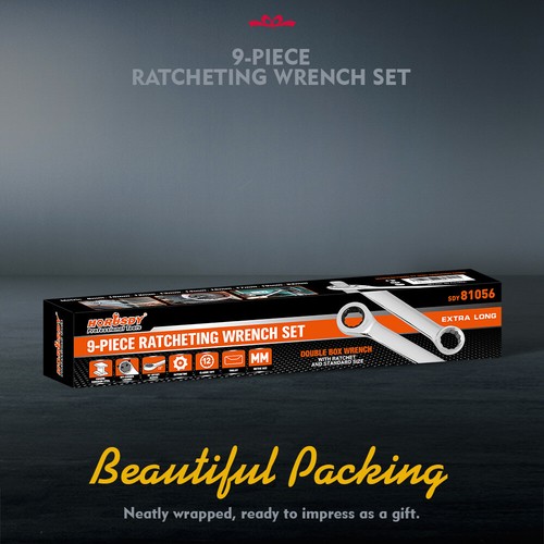 9PC Extra Long Ratcheting Wrench Set Anti-Slip Double Box Spanner Metric 8-22MM - Picture 11 of 12