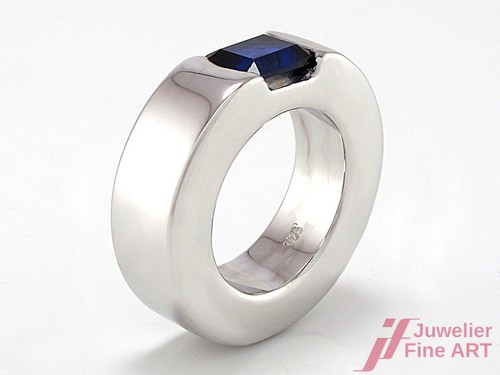 Ring in 925 Sterling Silber 1 blauen Lolith Stein 19,4g Gr. 47,5 - Bild 2 von 5