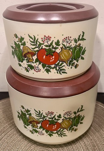 Vintage 70s Spice of Life Sterilite Canister Food Container Nesting Pair w/ Lids - Picture 18 of 24
