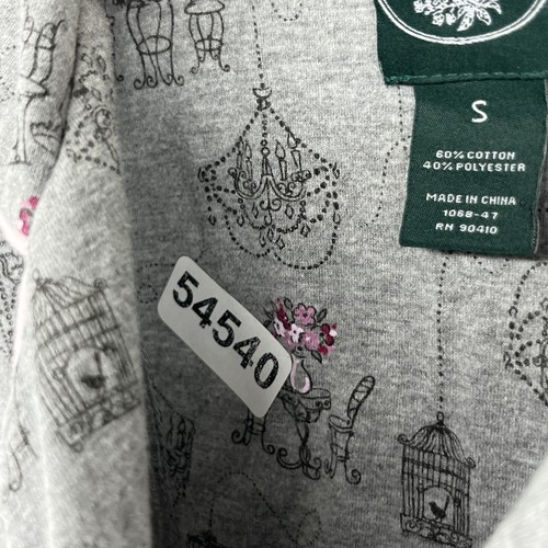 LAURA ASHLEY Pajama Set S Chandeliers Birdcage Long Sleeve Top & Pants Gray - Picture 17 of 17