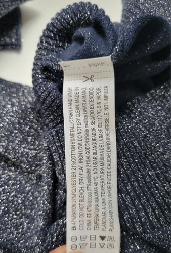 Forever 21 Sparkly Metallic Shimmer Navy Blue Silver Party New Year Crop Top S - Bild 6 von 10