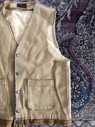 Vintage 1920s Moleskin Work Vest Old Glory Brand Snap Button Knit United Carr - Picture 3 of 12