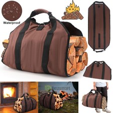 Firewood Log Carrier Bag Heavy Duty Waxed Canvas Log Tote Holder for Fireplace