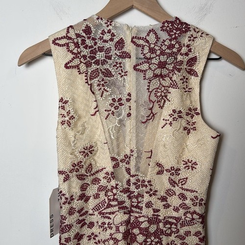 Dress the Population Anika Embroidered Cranberry Multi Sleeveless Midi Dress XS - Picture 3 of 13