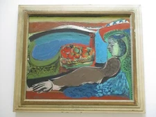 HAROLD LAURENCE GREGOR OIL PAINTING MID CENTURY ABSTRACT SURREALISM MODERNISM 