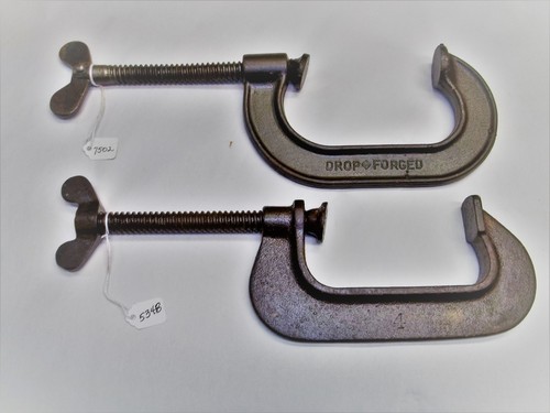 C Clamps, (1) COLUMBIAN & (1) STEARNS Wing Knob 4" C Clamps, Made in USA - Picture 4 of 4