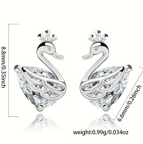 Fine Genuine Sterling Silver Swarovski Swan Style Crystal Stud Earrings For... - Bild 13 von 14