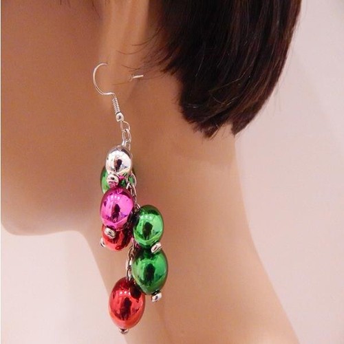 CHRISTMAS-MULTI- COLOR DANGLE & HOOP EARRINGS - Picture 6 of 10