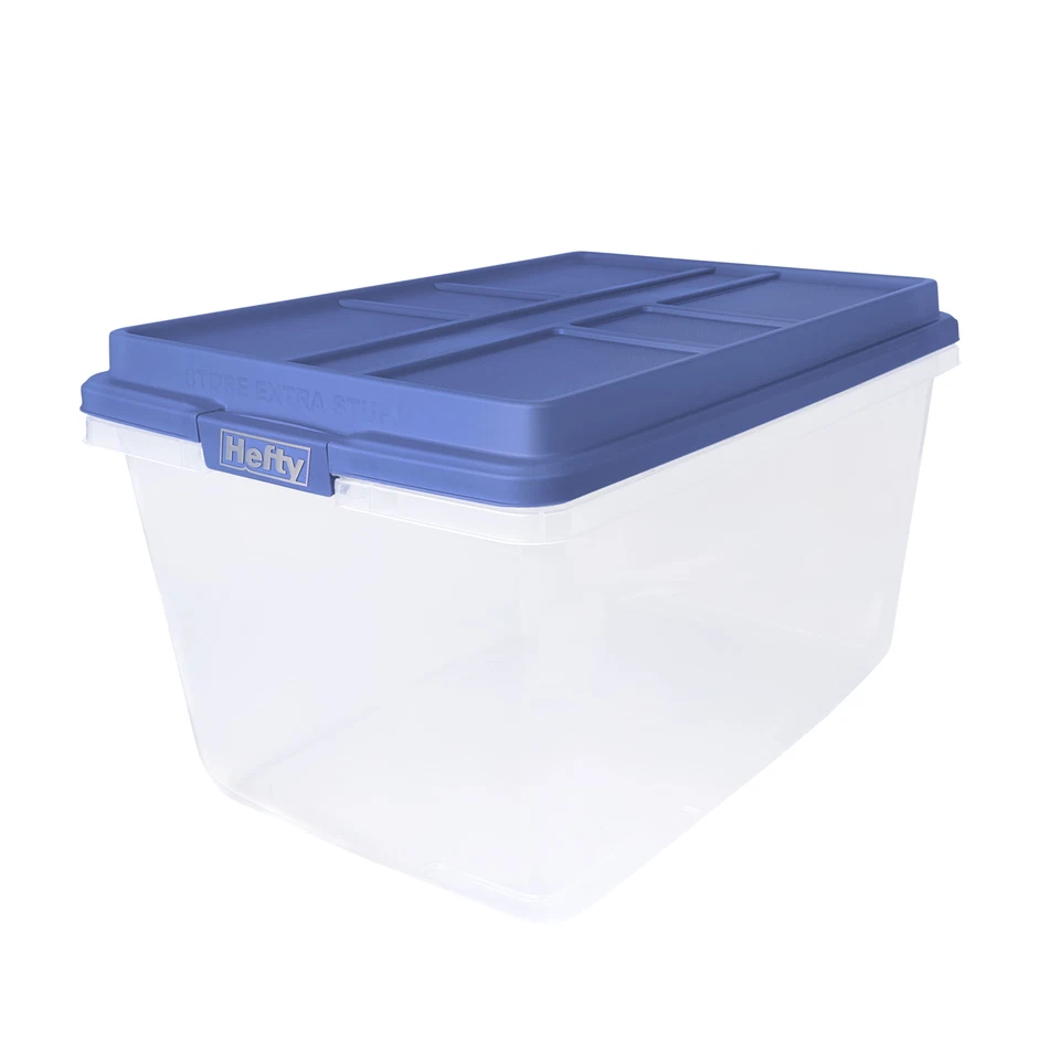 72 Quart Clear Plastic Storage Bin with Blue HI-RISE Lid, Adult - Image 3 of 4
