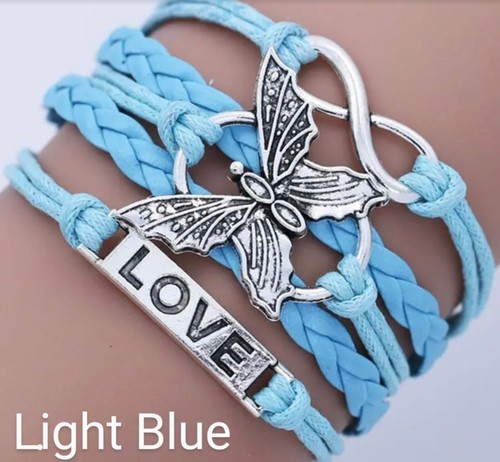 Leather Bracelet With Letter Love And Butterfly For Men And Women & 11 colours - Picture 21 of 23