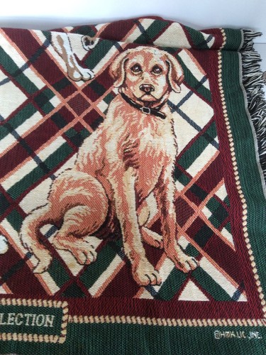 Goodwin Weavers Tapestry Decorative Throw Blanket Tartan Dogs 46”x67” Gift - Picture 10 of 11
