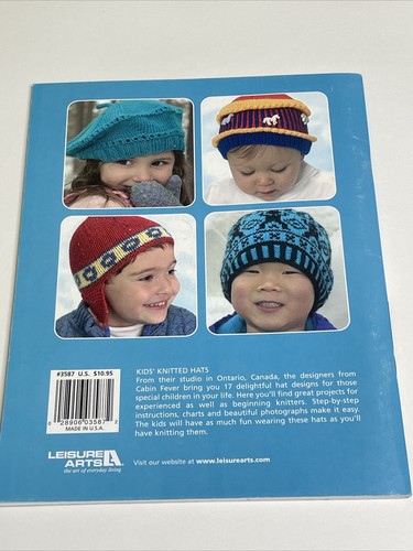 Leisure Arts Kids Knitted Hats by Cabin Fever 17 Designs Knitting Pattern - Picture 6 of 6