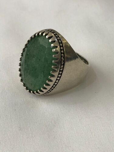 Men silver 925 sterling Ring Natural African Emerald خاتم الزمرد الافريقي النادر - Picture 9 of 11