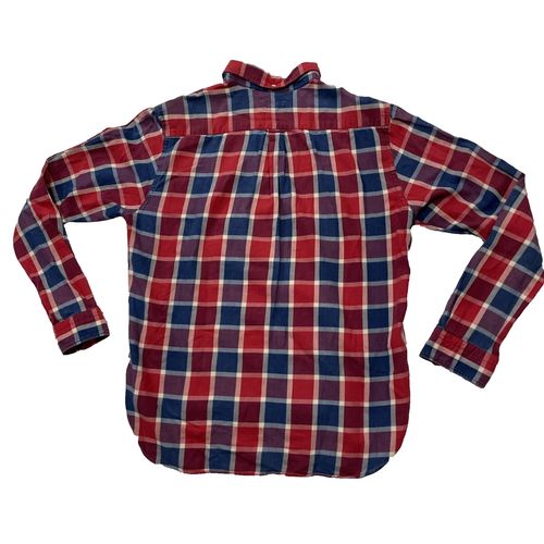 GANT Henley Button Shirt Men L Red Vintage 70s Blue Plaid Outdoor Wear Classic L - Picture 2 of 22